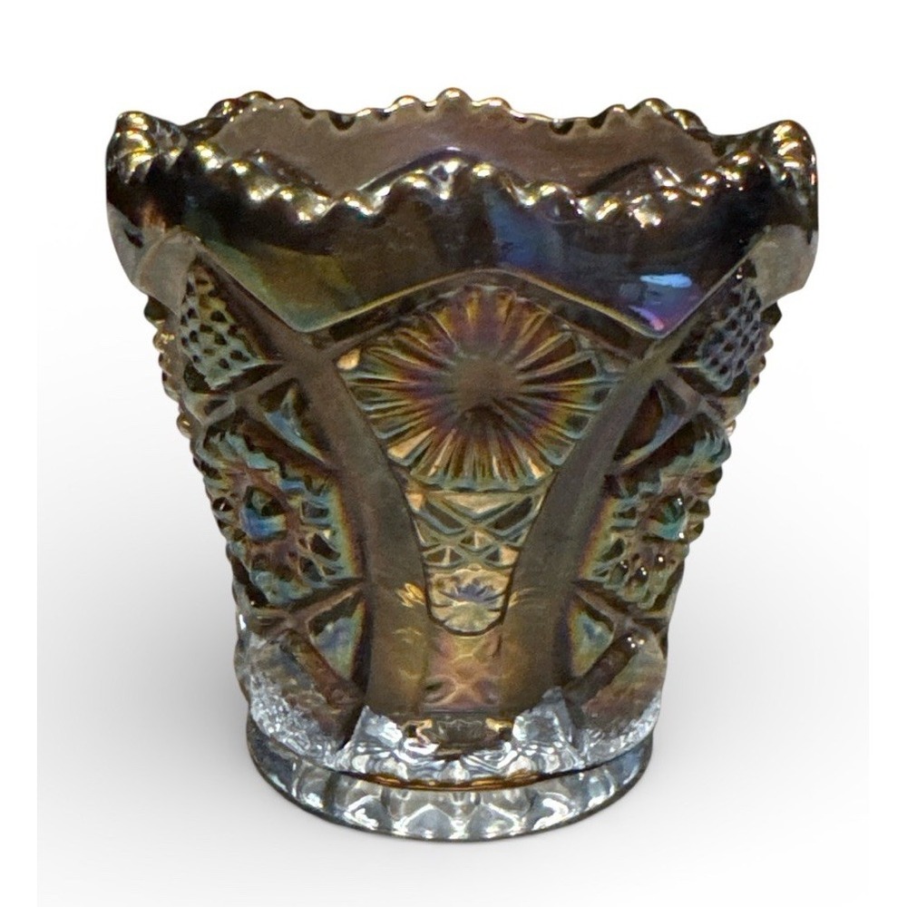 Imperial Glass Amethyst Carnival Glass Toothpick Holder Vintage‎